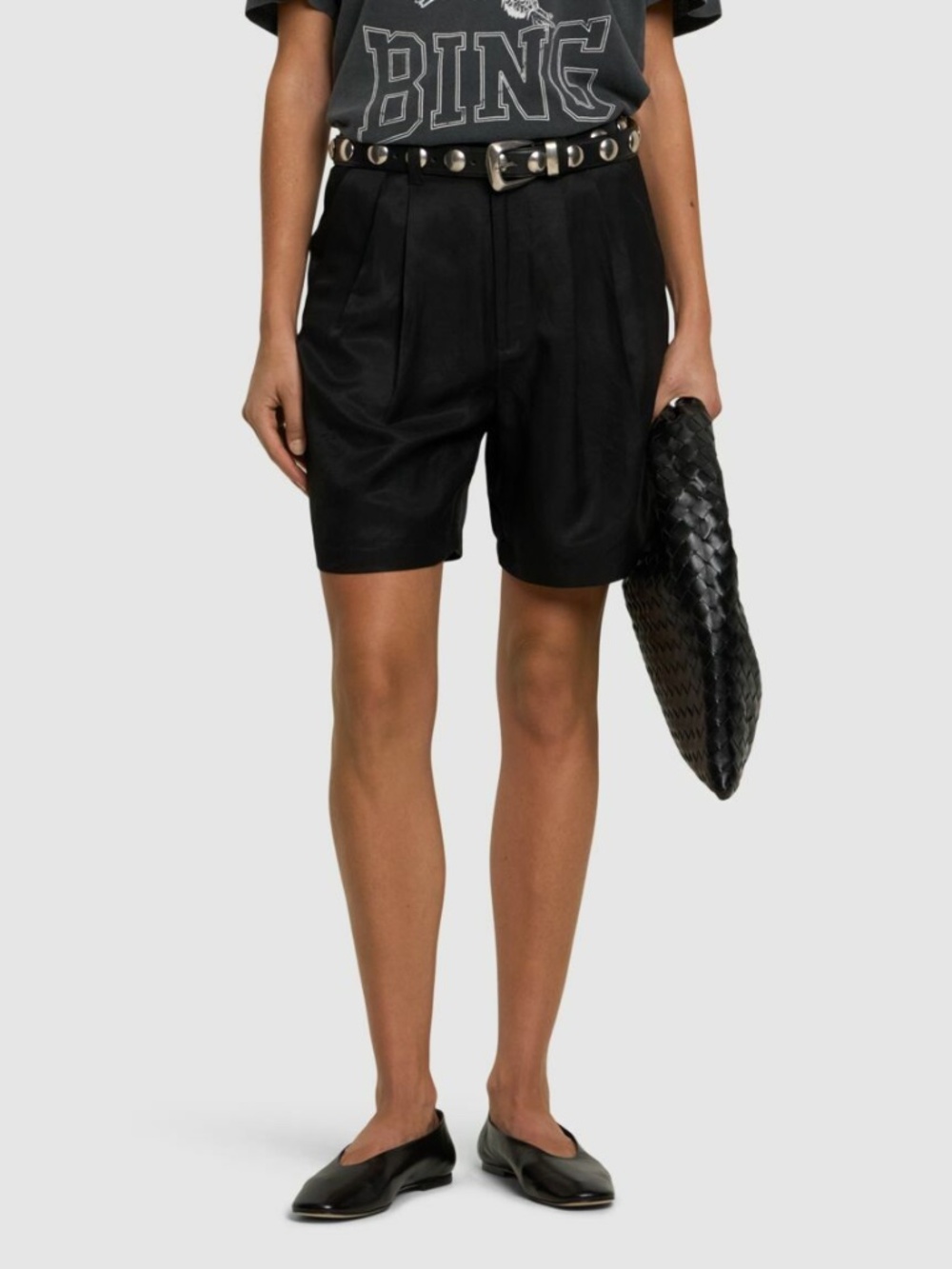 ANINE BING Carrie Linen Blend Shorts